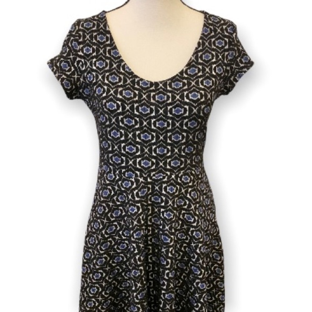 Leota Stretch Dress, Heavy Knit, Fit And Flare, Geometric Pattern, Medium, Midi